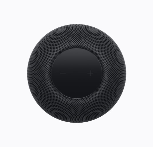 午夜色 HomePod 的俯视图。