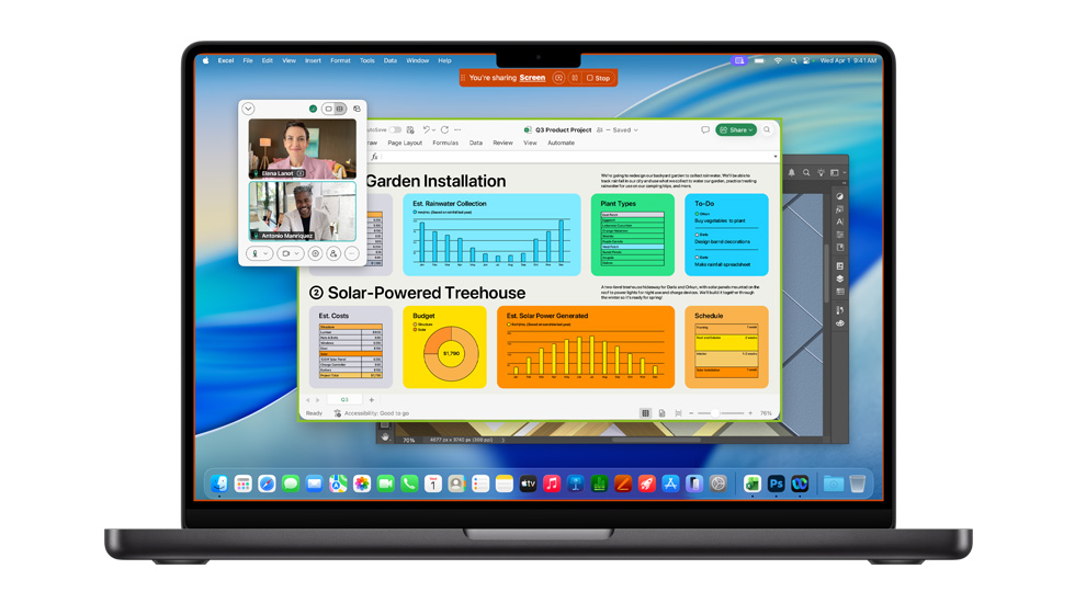 运行 macOS Tahoe 的 Mac 屏幕上显示多款打开的 app，包括 Webex 和 Excel 等。