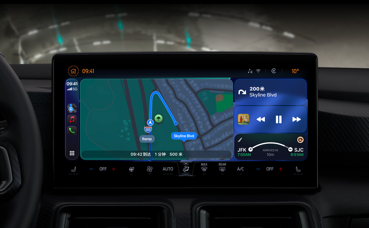 显示车内的 CarPlay 车载功能。