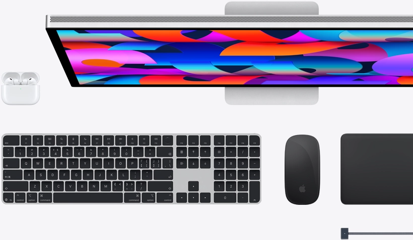 Mac 配件：AirPods、Studio Display、妙控键盘、妙控鼠标、妙控板、MagSafe 充电线