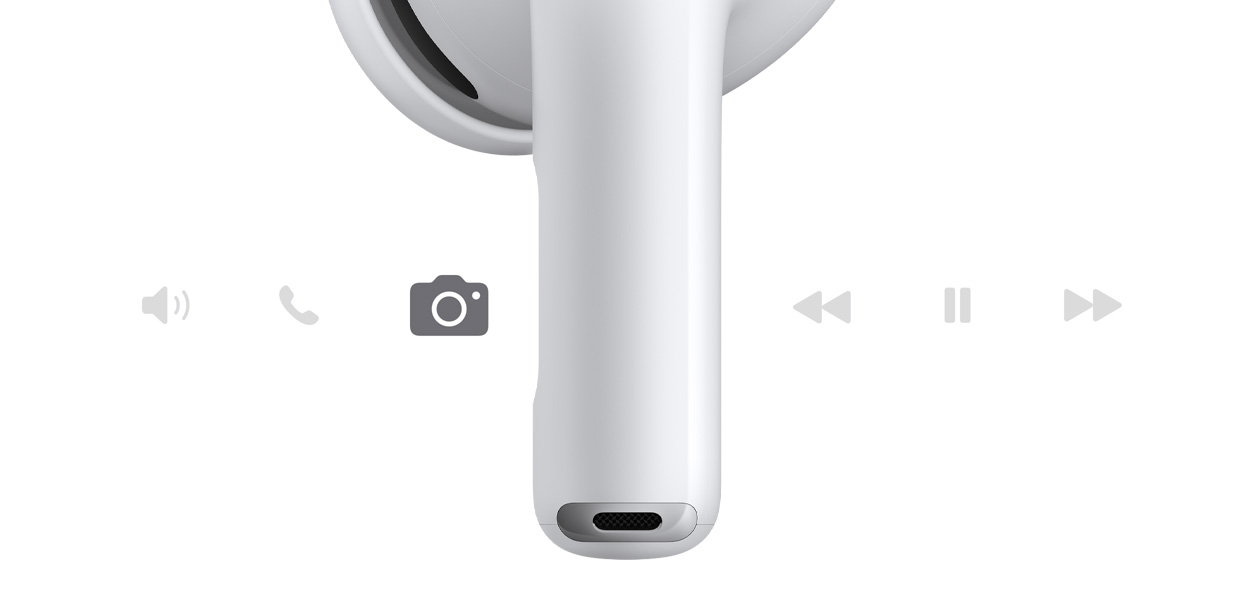 AirPods Pro 3，无线耳机，白色，展示耳机短柄