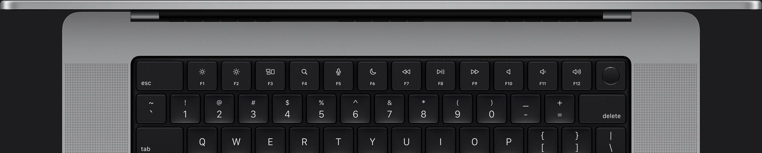 Mac 键盘的俯视图。