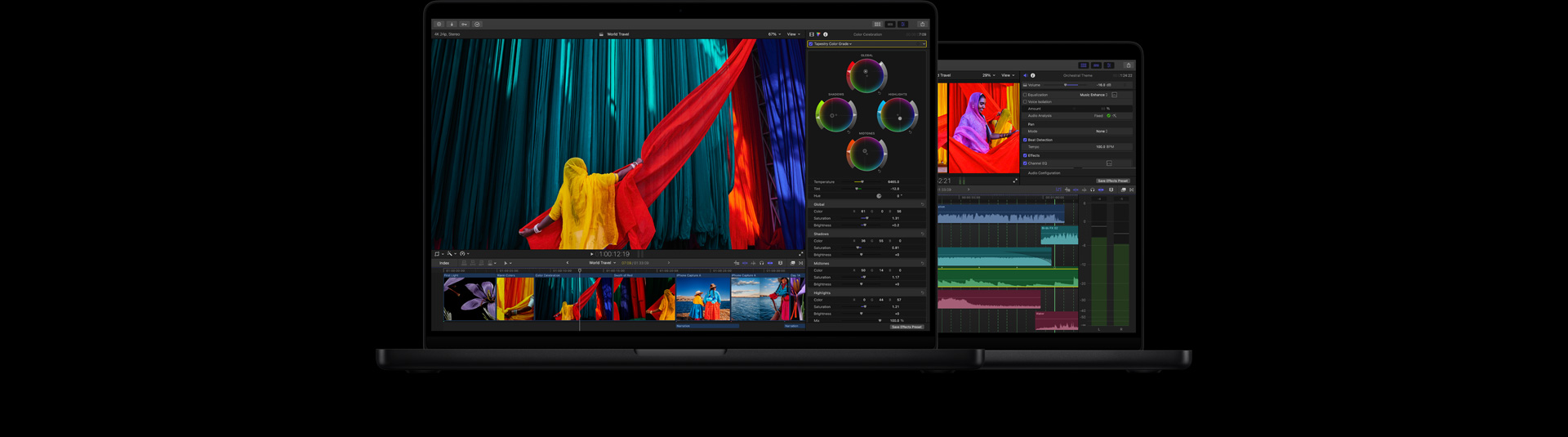 MacBook Pro 上的 Final Cut Pro 工作空间