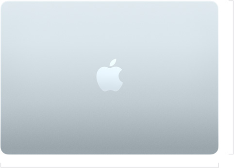 呈闭合状态的 13 英寸 MacBook Air 的外观图，Apple 标志位于中央。