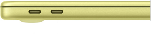 机身呈闭合状态的 13 英寸 MacBook Neo (A18 Pro 芯片) 的左侧侧面外观，展示 USB 3 (USB-C) 端口和 USB 2 (USB-C) 端口。
