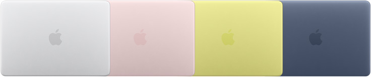 四台 MacBook Neo 机型的外观图，展示四种不同外观。